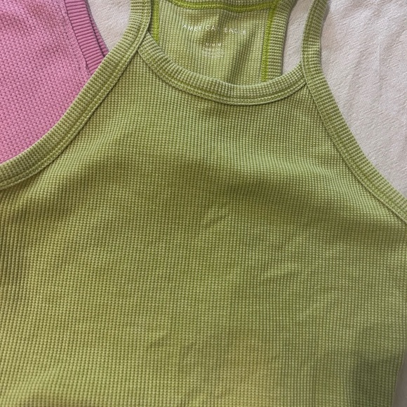 EUC American Eagle and Hollister bundle of cropped waffle and ribbed tanks - Picture 3 of 5